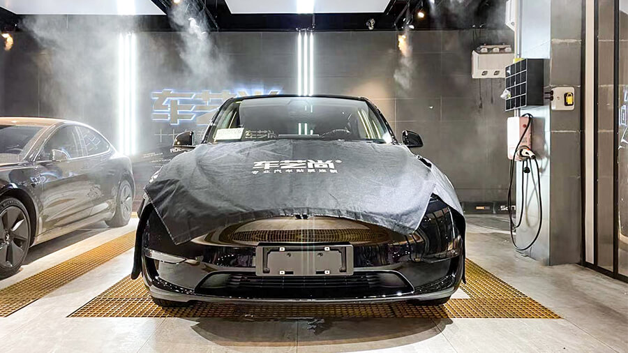 特斯拉3黑色施工龙膜玻璃膜（图1）