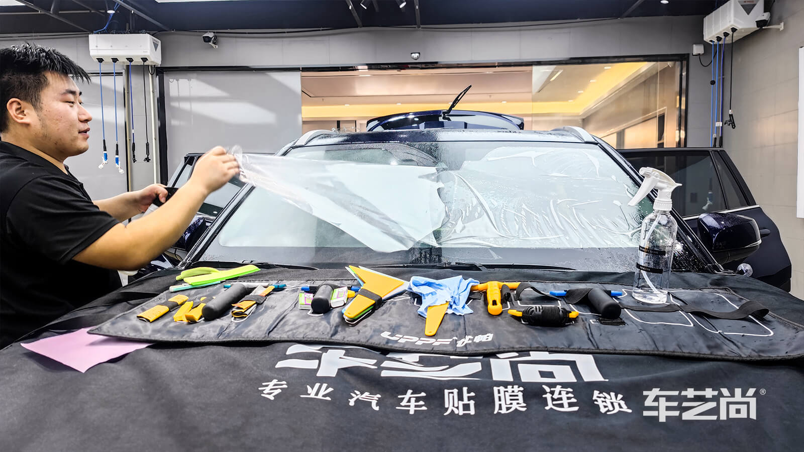 丰田汉兰达黑色施工龙膜玻璃膜（图4）