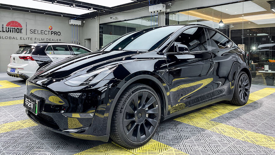 特斯拉modelY黑色施工龙膜玻璃膜畅悦80+15（图10）