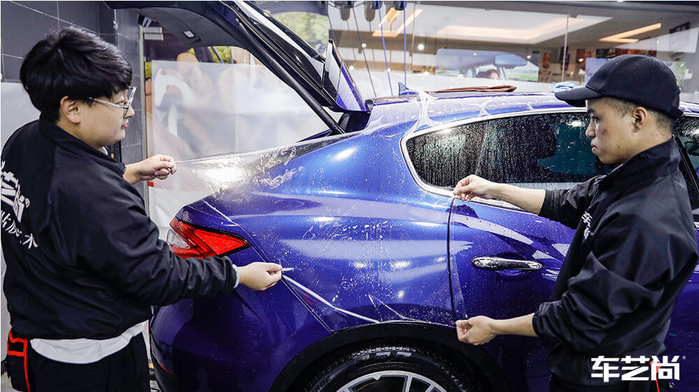 玛莎拉蒂莱万特蓝色施工龙膜隐形车衣（图12）