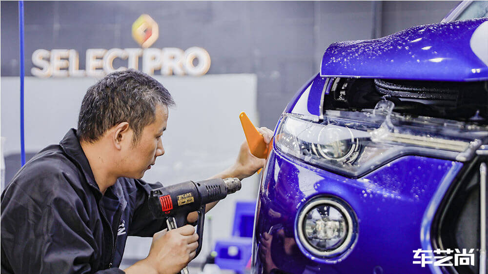 玛莎拉蒂莱万特蓝色施工龙膜隐形车衣（图6）